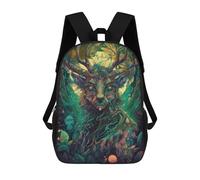 sinyumoney Forest Spirit Mystical Deer Portrait Mochila Escolar Impresa En 3D Para Niños Y Niñas, Mochila Para Portátil Para Niños/estudiantes/adultos 17inch