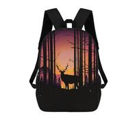 sinyumoney Forest Sunset with Deer Silhouette Mochila Escolar Para Niñas Y Niños, Mochilas De Gran Capacidad, Mochilas Ligeras Para Niños Y Estudiantes 17inch