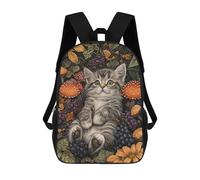 sinyumoney Forest Whiskers Cute Kitten Amidst Mushrooms & Berries Mochila Escolar, Mochila De Negocios, Mochila Impermeable Para Libros, Para Acampar, Aventuras Al Aire Libre Y Viajes Diarios 17inch