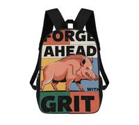 sinyumoney Forge Ahead With Grit Wild Boar Illustration Mochila Escolar Impresa En 3D Mochila Escolar De Moda Para Niños Mochilas Para Niños Estudiantes De Secundaria 17inch