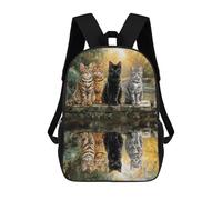 sinyumoney Four Cats by The Pond Mochila Escolar Infantil Impresa En 3D 17inch Mochilas De Moda Para Niños De Primaria Y Secundaria