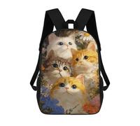sinyumoney Four Cats in A Floral Garden Mochila Escolar, Secundaria, Preparatoria, Universidad, Mochila De Viaje Para El Campus, Viajes Al Aire Libre, Deportes 17inch