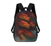 sinyumoney Four-Headed Fire Dragon Artwork Mochila Escolar, Bolso De Negocios, Bolso Para Portátil Duradero Para Campus, Actividades Al Aire Libre, Viajes Y Deportes 17inch