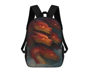 sinyumoney Four-Headed Fire Dragon Artwork Mochila Escolar, Bolso De Negocios, Bolso Para Portátil Duradero Para Campus, Actividades Al Aire Libre, Viajes Y Deportes 17inch