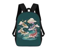 sinyumoney Four Koi Fish in A Circle Mochila Escolar Grande Para Niños, Niñas, Adolescentes, Hombres Y Mujeres 17inch