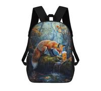 sinyumoney Fox And Beer in The Woods Mochila Infantil, Mochila Escolar Impresa En 3D, Mochila Para Niños Y Niñas, Mochila Escolar Ajustable Para La Escuela Primaria 17inch
