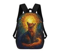 sinyumoney Fox And Butterflies Stained Glass Art Mochila, Mochila Infantil, Mochila Escolar Para Estudiantes, Mochila Para Libros, Mochila Escolar Impresa En 3D Para Niños Y Niñas 17inch