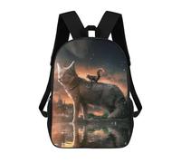 sinyumoney Fox And Squirrel in Moonlight Mochilas Impresas En 3D Para Niños, Mochila Escolar, Mochila Informal Para Exteriores, Mochila Informal De Moda Para Niños, Lindas Bolsas De Viaje 17inch
