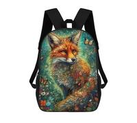 sinyumoney Fox Butterefly Mochila Escolar Infantil De 17 Pulgadas, Mochila Escolar Impresa En 3D Para Niños De Primaria Y Secundaria
