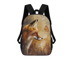 sinyumoney Fox Butterfly Oil Painting Mochila Ligera Informal Para El Día A Día, Mochila Escolar Para Hombres/mujeres 17inch