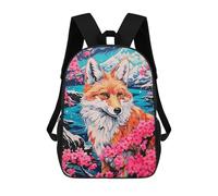 sinyumoney Fox Cherry Blossoms Animal Mochila Escolar Impresa En 3D Para Niños Mochilas De Viaje De Alta Capacidad Bolsas Para Libros Mochila Escolar Para Niños Mochila 17inch