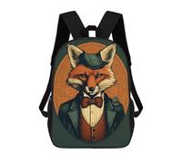 sinyumoney Fox Gentleman Animal Art Mochilas De 17 Pulgadas Para Niños, Mochilas Escolares Impresas En 3D Para Estudiantes De Primaria Y Secundaria, Para Niños Y Niñas.