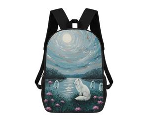 sinyumoney Fox, Ghosts, And Moonlit Landscape Painting Mochila Escolar Impresa En 3D Para Niños, Mochila Escolar, Mochilas De Viaje, Bolso Informal De Moda Para Niños Y Estudiantes 17inch