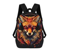 sinyumoney Fox Headphones Music Art Print -1 Mochilas Escolares, De Viaje Y Universitarias Para Hombres, Mujeres Y Adolescentes 17inch