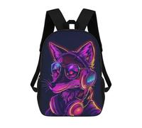 sinyumoney Fox Headphones Neon Mochila Escolar Resistente Al Agua, Mochila De Negocios Para Hombres, Mujeres Y Adolescentes 17inch