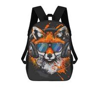 sinyumoney Fox Headphones Sunglasses Art Print Mochila Escolar, Bolso Resistente Para Portátil, Ideal Para Acampar, Aventuras Al Aire Libre Y Viajes Diarios 17inch