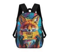 sinyumoney Fox Holding 'Trust' Sign Mochilas Infantiles Impresas En 3D De 17 Pulgadas. Mochila Escolar Informal Impresa En 3D Para Niños De Primaria Y Secundaria.