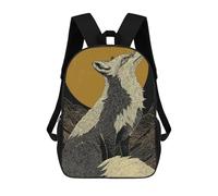sinyumoney Fox Howling at The Moon Illustration Mochila Escolar Para Niñas Mochila Impermeable Mochila Informal De Día Mochila Ligera Para Niño Y Niña Mochila Escolar 17inch