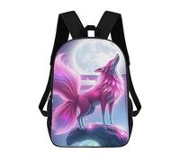 sinyumoney Fox Howling Moon Mochila Escolar De 17 Pulgadas Para Adolescentes, Con Estampado 3D, Ajustable Y Con Bolsillos, Ideal Para Niños, Niñas Y Estudiantes.