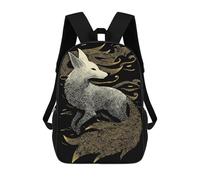 sinyumoney Fox Illustration with Golden Tail Mochila Escolar Impresa En 3D Mochila Escolar De Moda Para Niños Mochilas Para Niños Estudiantes De Secundaria 17inch
