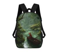 sinyumoney Fox in A Boat on River Mochila Escolar, De Negocios, Para Portátil, Unisex, Informal, Para Niñas, Niños Y Adolescentes 17inch