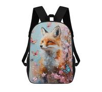 sinyumoney Fox in Blossom Garden Mochila Infantil De 17 Pulgadas, Mochila Escolar Con Estampado 3D De Dibujos Animados Para Niños Y Adolescentes.