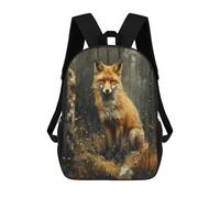 sinyumoney Fox in Forest Painting Mochila Escolar Infantil De 17 Pulgadas, Mochila Escolar Impresa En 3D Para Niños De Primaria Y Secundaria