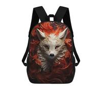 sinyumoney Fox in Red Flowers Mochila De Moda Para Papelería, Impermeable, Informal, Para Hombres, Mujeres Y Adolescentes 17inch