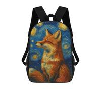 sinyumoney Fox in Starry Night Style Mochila Escolar Para Niños Mochila Escolar Impresa En 3D Mochila Escolar De Moda Para Niños De Primaria Y Secundaria 17inch