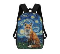 sinyumoney Fox in Starry Night Style Painting Mochila Escolar Para Niñas Y Niños, Mochilas De Gran Capacidad, Mochilas Ligeras Para Niños Y Estudiantes 17inch