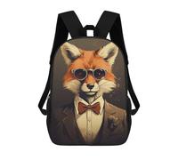 sinyumoney Fox in Suit And Sunglasses Mochilas Para Niños Y Estudiantes, Mochilas Escolares Impresas En 3D, Mochilas Para Estudiantes De Primaria Y Secundaria Para Niños Y Niñas 17inch