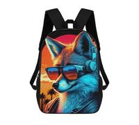 sinyumoney Fox in Sunglasses with Headphones -1 Mochila Escolar Para Niñas Mochila Impermeable Mochila Informal De Día Mochila Ligera Para Niño Y Niña Mochila Escolar 17inch