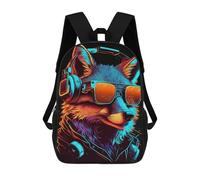 sinyumoney Fox in Sunglasses with Headphones Mochilas Para Niños Mochila Escolar Mochila Escolar Impresa En 3D Para Niños Estudiantes De Primaria Y Secundaria 17inch