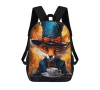 sinyumoney Fox in Top Hat with Tea Cup Mochila Escolar Para Niños, Mochila Escolar Impresa En 3D Para Estudiantes De Primaria Y Secundaria 17inch