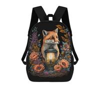 sinyumoney Fox Lantern with Flowers-2 Mochila Escolar Impresa En 3D 17inch Mochilas De Moda Para Niños, Mochilas Escolares Para Niños De Primaria Y Secundaria