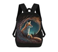 sinyumoney Fox Moonlit Forest Mochilas Impresas En 3D Para Niños 17inch Mochilas De Moda Informales Para El Día A Día, Bolsas De Viaje, Mochilas Informales Para Exteriores Para Niños Y Niñas