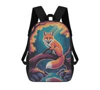 sinyumoney Fox on A Branch by A River Mochilas Escolares Impresas En 3D, Mochila Escolar Informal Para Niños, Mochila Escolar De Moda Para Estudiantes De Secundaria 17inch