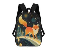 sinyumoney Fox on A Starry Night Mochilas Escolares Para Niños Y Niñas, Mochilas Deportivas Informales Para Primaria, Mochilas De Gran Capacidad Para Libros 17inch