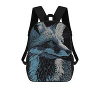 sinyumoney Fox Portrait in Blue And White Mochila, Mochila Infantil, Mochila Escolar Para Estudiantes, Mochila Para Libros, Mochila Escolar Impresa En 3D Para Niños Y Niñas 17inch