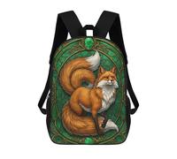sinyumoney Fox Portrait in Emerald Frame Mochila Escolar Infantil De Moda Informal Mochilas Infantiles Impresas En 3D Mochila Grande Para Niño 17inch