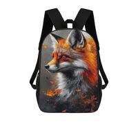 sinyumoney Fox Portrait with Abstract Orange Splatters Mochila Escolar Impresa En 3D 17inch Mochilas De Moda Para Niños, Mochilas Escolares Para Niños De Primaria Y Secundaria