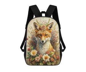 sinyumoney Fox Portrait with Floral Crown Mochilas Escolares Para La Escuela, Secundaria, Preparatoria Y Universidad. Mochilas De Viaje Para La Escuela/trabajo/viajes. 17inch