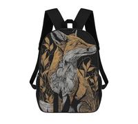 sinyumoney Fox Portrait with Foliage Mochila Escolar Para Niños Mochila Escolar Impresa En 3D Mochila Escolar De Moda Para Niños De Primaria Y Secundaria 17inch