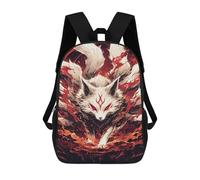 sinyumoney Fox Spirit with Red Flames Mochila Escolar Infantil De 17 Pulgadas, Impresa En 3D, Estilo Casual, Para Niños, Ideal Para Viajes, Como Mochila Escolar O Para Llevar Libros.