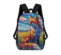 sinyumoney Fox Stained Glass Mochila Infantil Para Niñas, Mochila Escolar 3D, Mochila Para Niños Pequeños, Mochila Informal De Día, Mochila Escolar De Moda 17inch