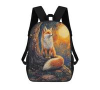 sinyumoney Fox Under Full Moon Mochila Escolar Impresa En 3D Para Niños, Mochila Escolar Informal De Moda Para Viajes Para Niños Y Estudiantes 17inch