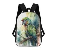 sinyumoney Fox Watercolor mochila escolar impermeable, mochila profesional para niños/niñas/adolescentes, Parrot Watercolor, 17"