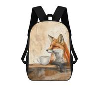 sinyumoney Fox with Coffee 17inch Mochilas Escolares Impresas En 3D, Mochilas Escolares De Moda Para Niños De Primaria Y Secundaria