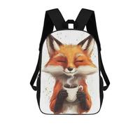 sinyumoney Fox with Coffee Mochila Escolar Infantil De Moda Informal Mochilas Infantiles Impresas En 3D Mochila Grande Para Niño 17inch