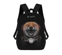 sinyumoney Fox with Coffee Mochila Infantil Para Niñas, Mochila Escolar 3D, Mochila Para Niños Pequeños, Mochila Informal De Día, Mochila Escolar De Moda 17inch